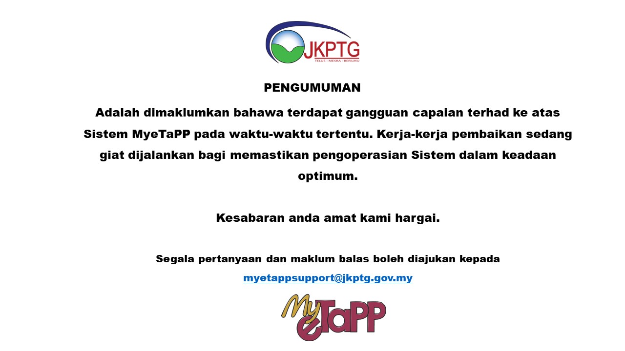 Pengumuman sistem myetapp down